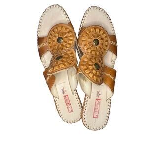 Pikolinos Leather Slide Sandals, Size 42 Brown Slip-On Heels